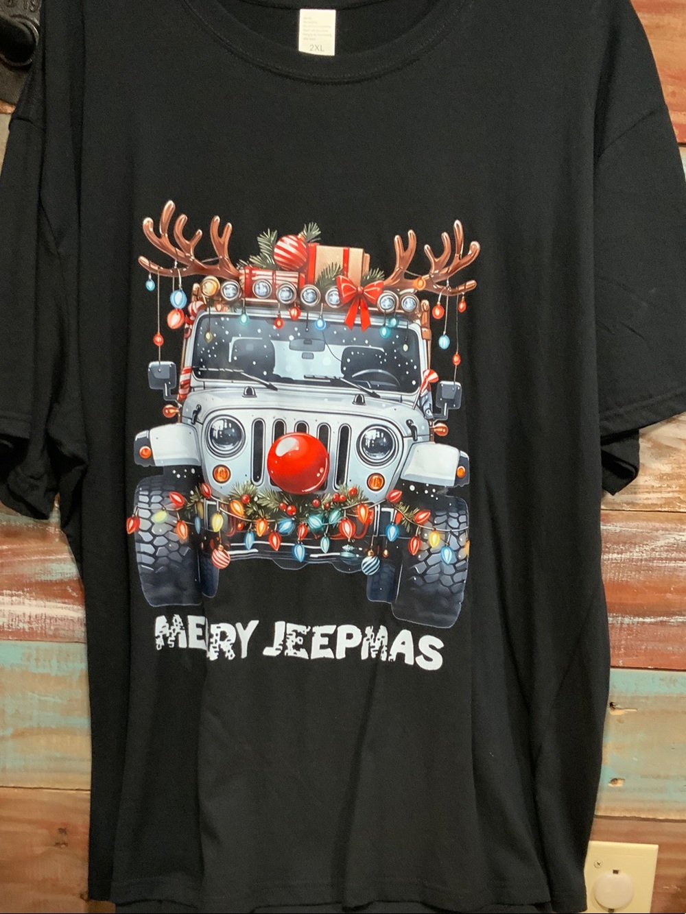 Black 'Merry Jeepmas' Holiday Graphic Tee